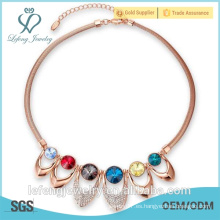 2016 joyería cristalina colorida nuevamente diseñada, collar cristalino del oro para la mujer